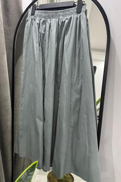 Poplin Cepli Etek - Mint Gri