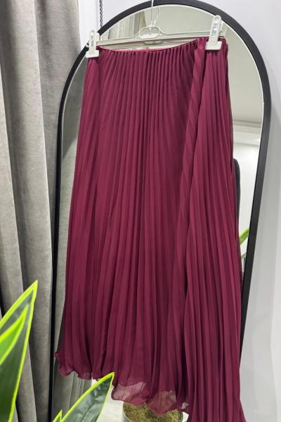 Şifon Astarlı Etek - Bordo