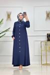 Tahta Düğmeli Ferace - Lacivert