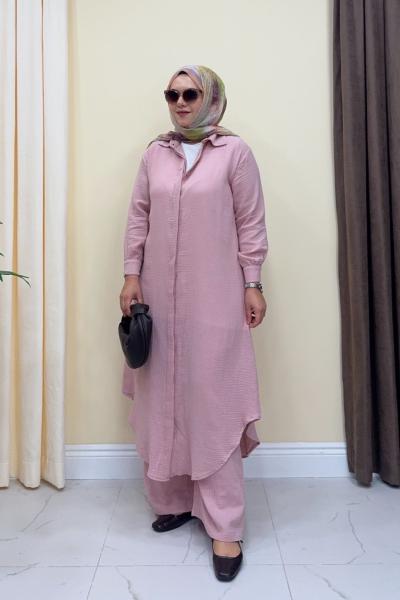 Uzun Müslin Takım - Pembe