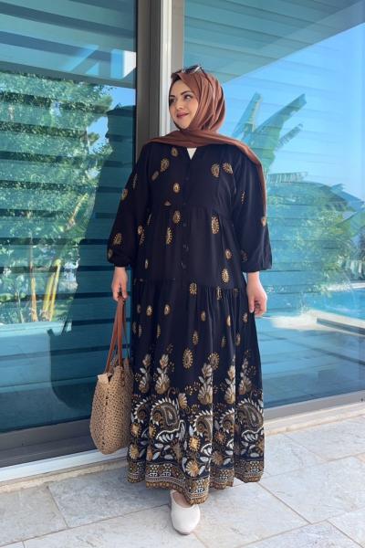 Viskon Adel Elbise - Siyah