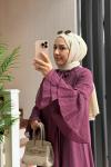 Bağlama Detay Tensel Elbise Bordo