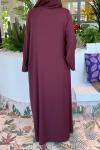 Fular Bağlamalı Abaya  Mürdüm
