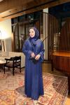 Nervürlü Elbise Abaya Lacivert