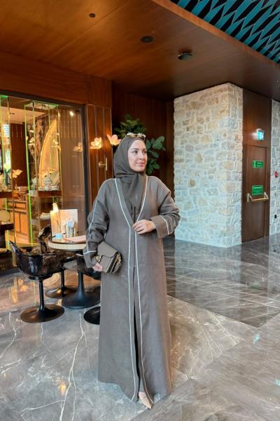 Sera Abaya Takım Kahverengi